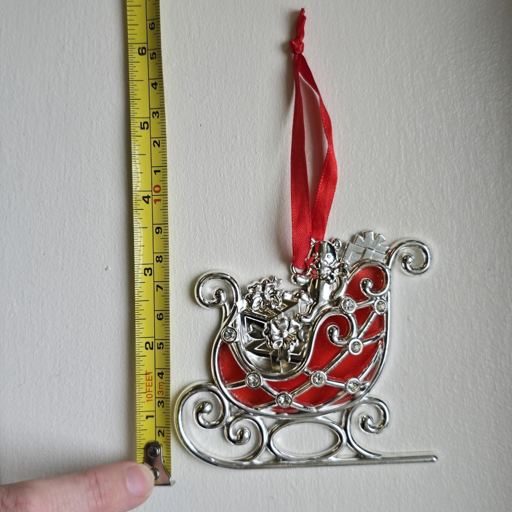 Lenox Sparkle And Scroll Crystal SLEIGH Silverplate‎ Christmas Ornament - Picture 5 of 5